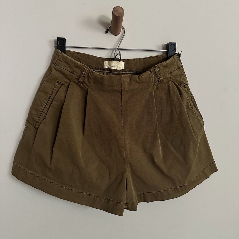 Khaki Pleated Shorts